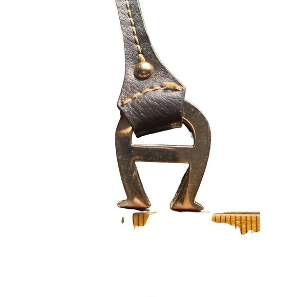 Etienne Aigner brown leather keychain purse fob with gold monogram A - Picture 5 of 13